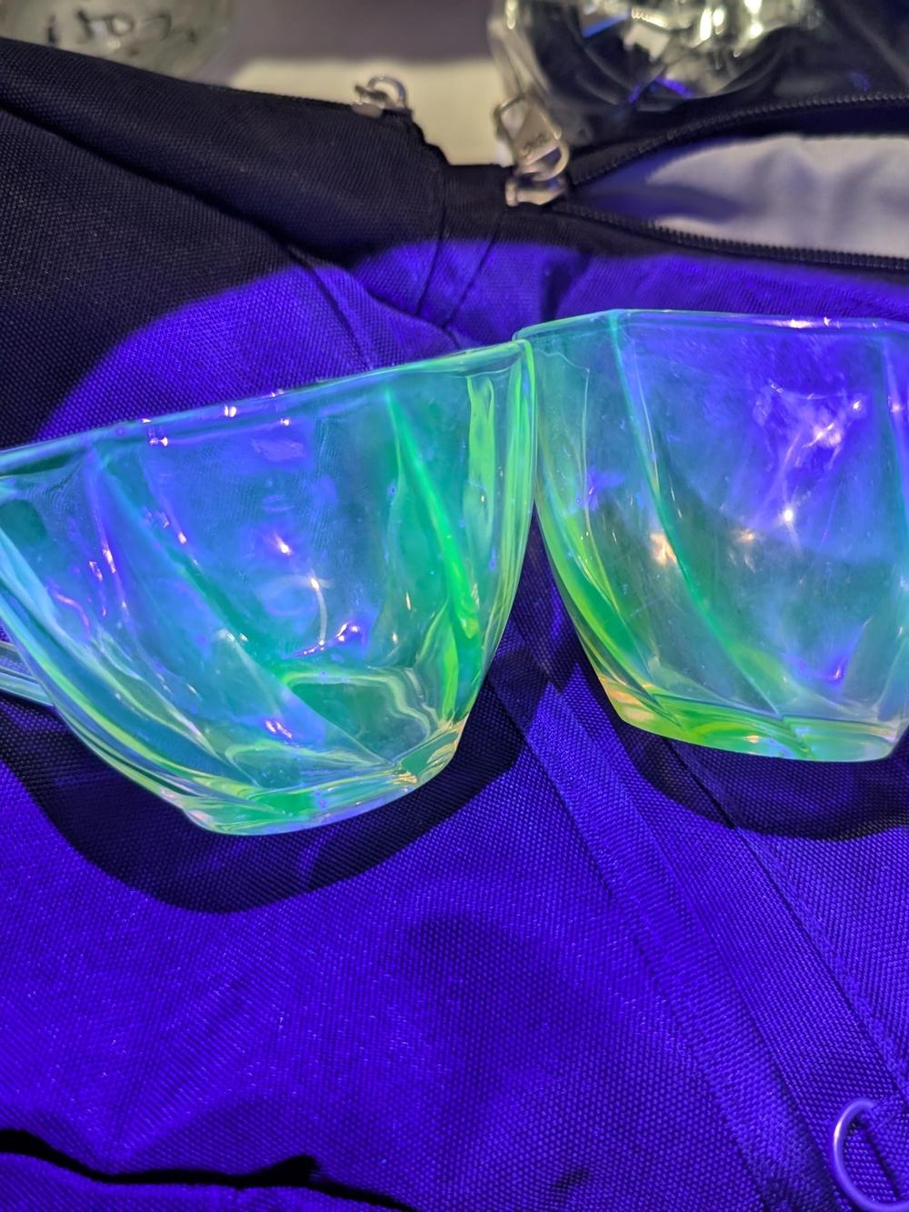 vintage uranium pink glass set of two made by Federal Glass